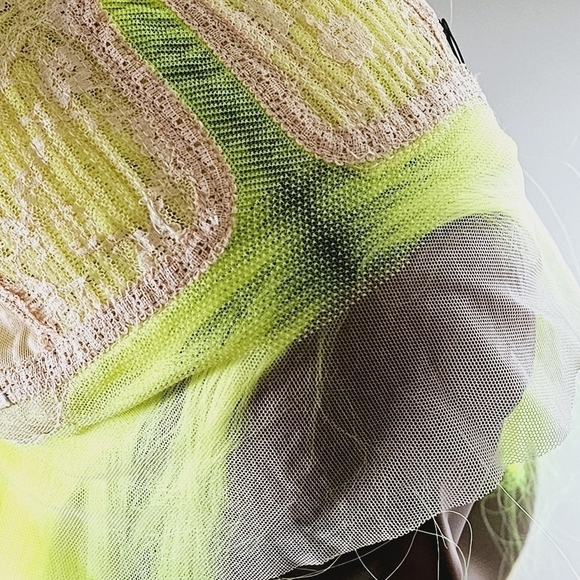 Chelsey Smith Cosmetics Neon Yellow 28" Long Lace Front Wig - Picture 4 of 5